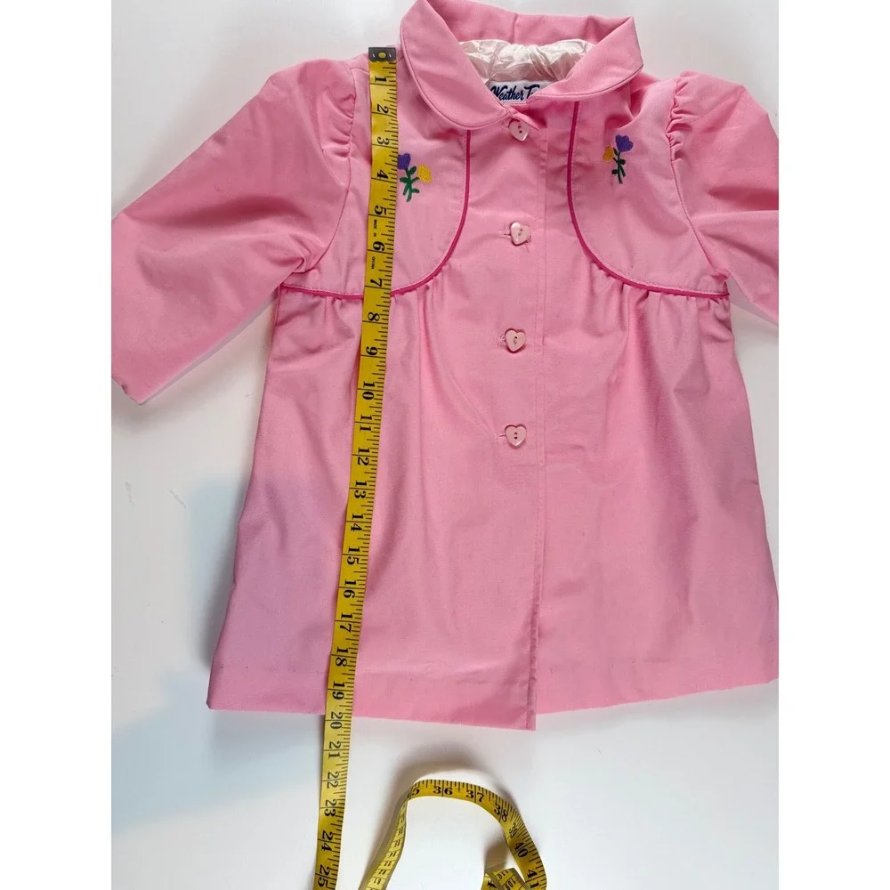 Vintage Weather Tamer Pink Floral‎ Embroidered Heart Button Jacket Girls 4T USA